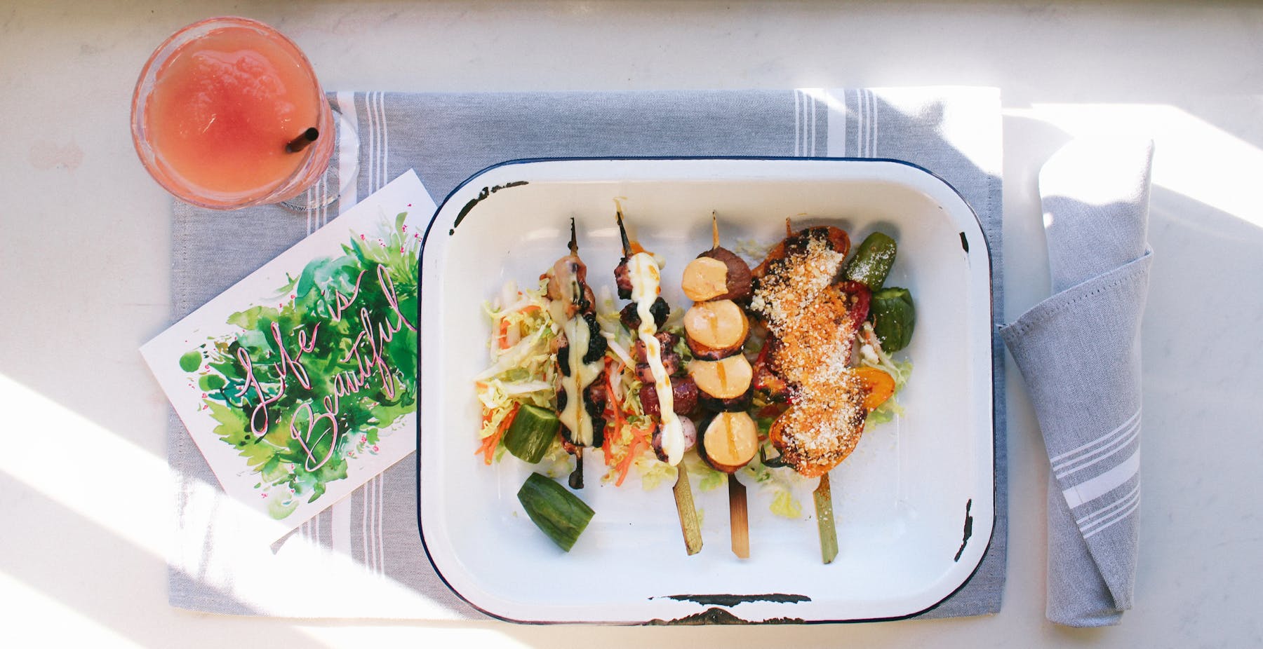 a tray of food on a plate