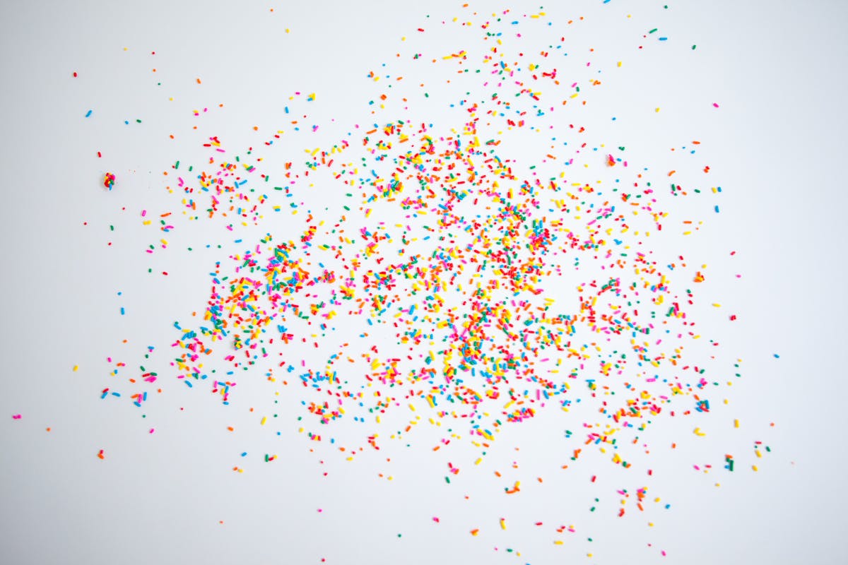 a table with sprinkles