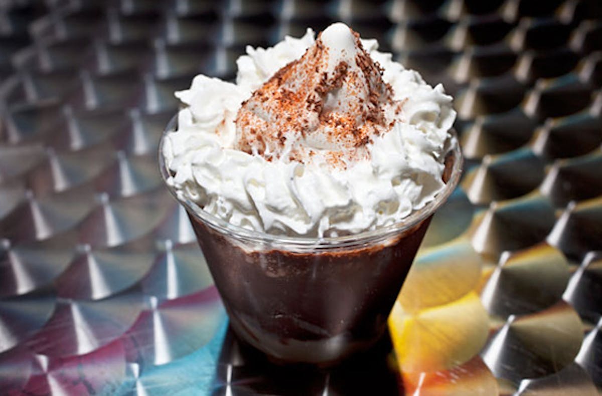 a sundae topped with whipped cream