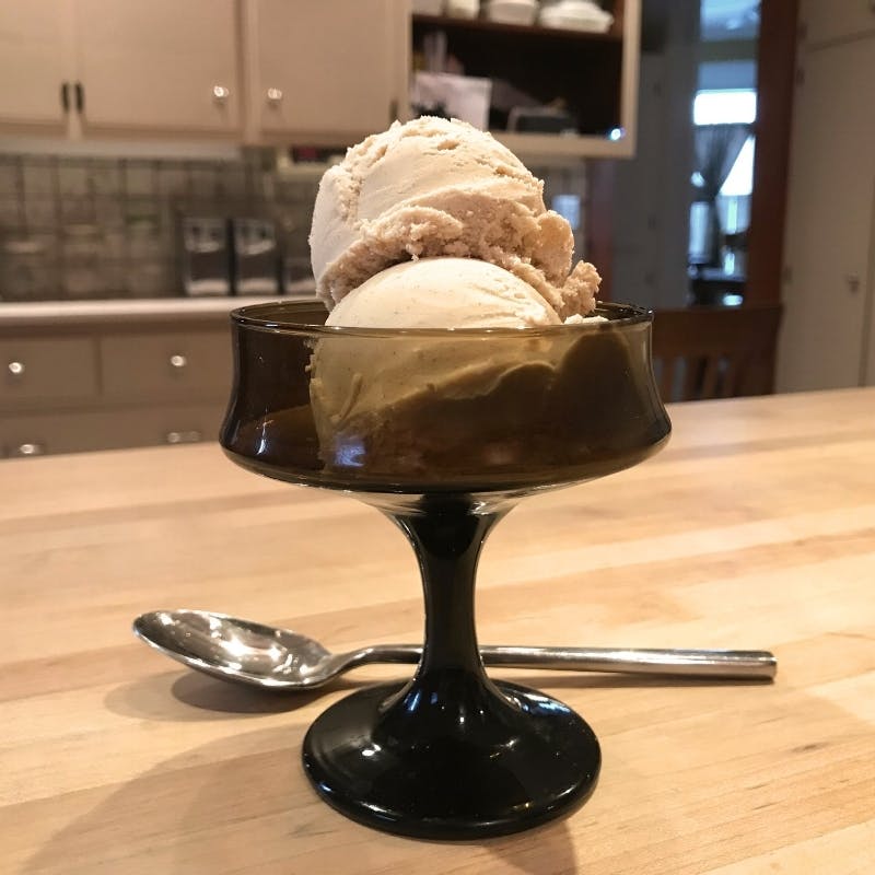 a vase with ice cream