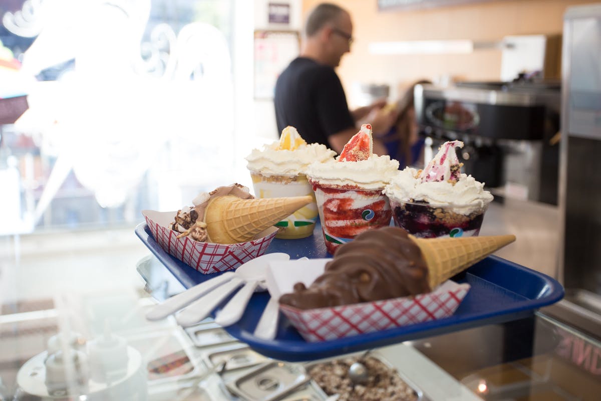 a tray with different type of ice creams