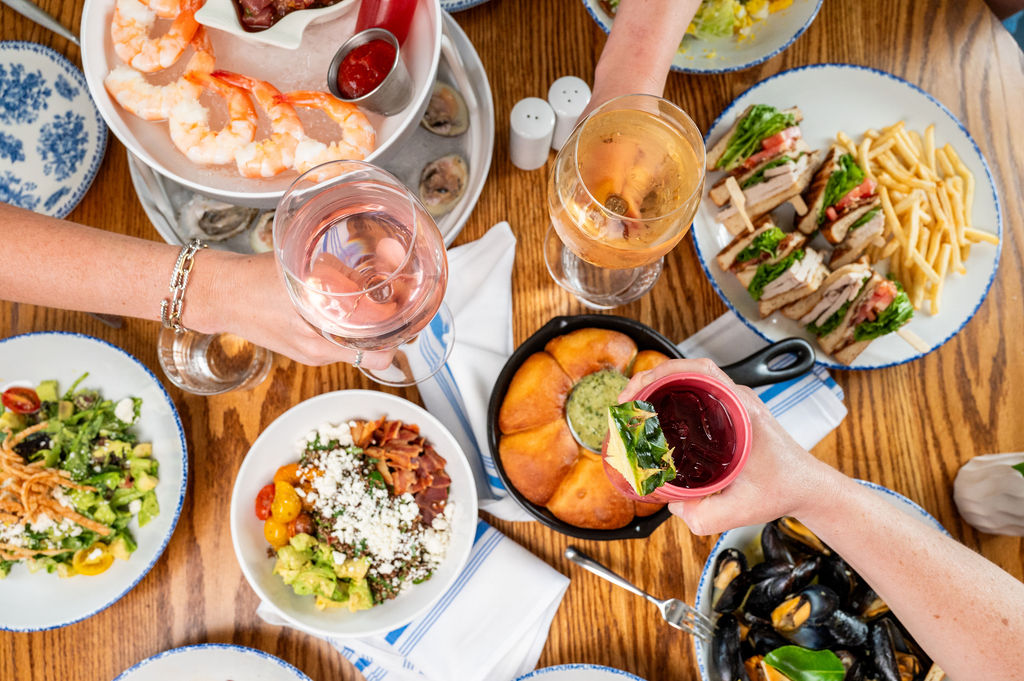 a close up of food and drinks