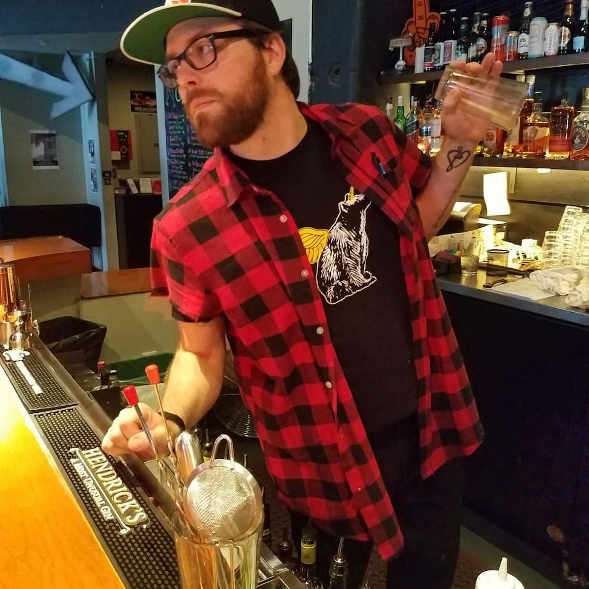 a man standing on a table