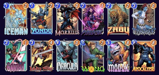 A deck of Marvel snap cards