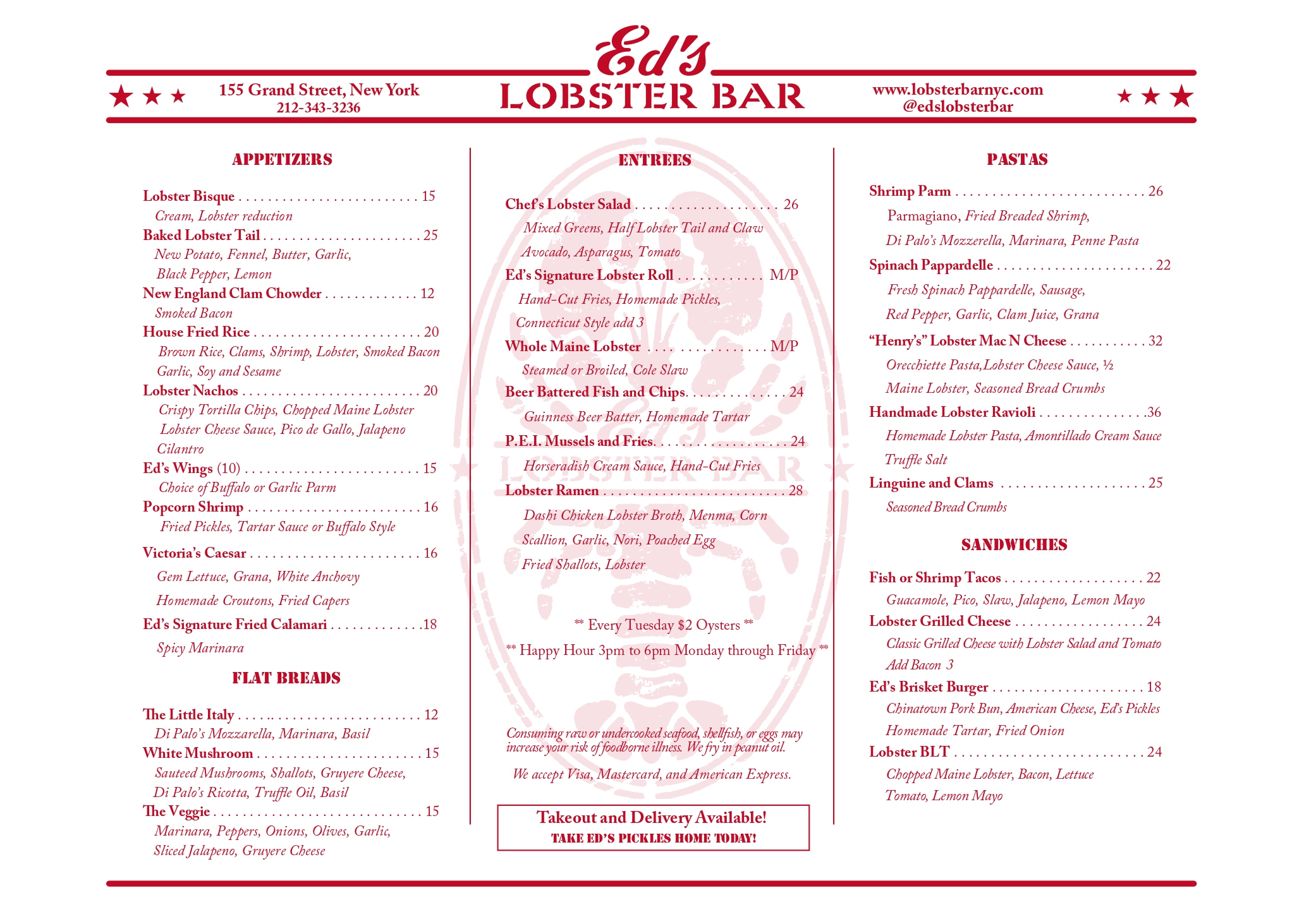 Menus Ed's Lobster Bar