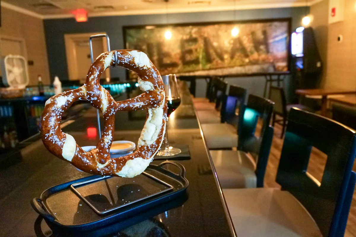 a doughnut sitting on top of a table