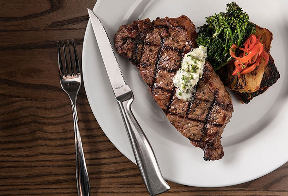 a plate of food with a fork and knife