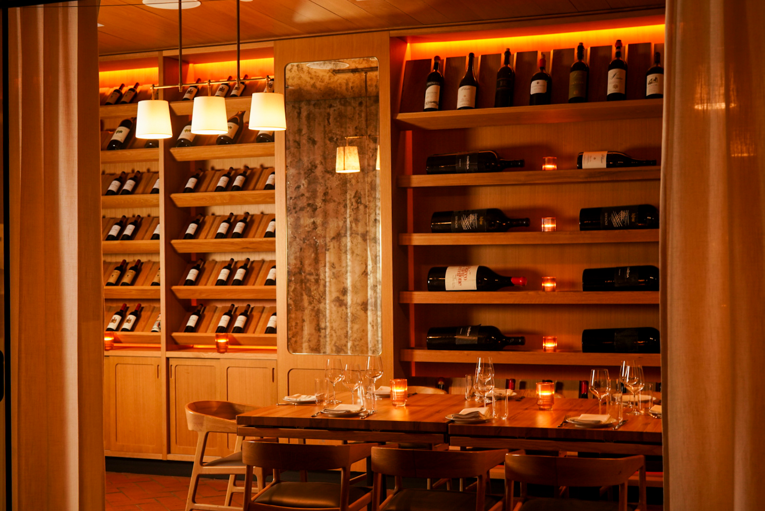 a room with tables and chairs