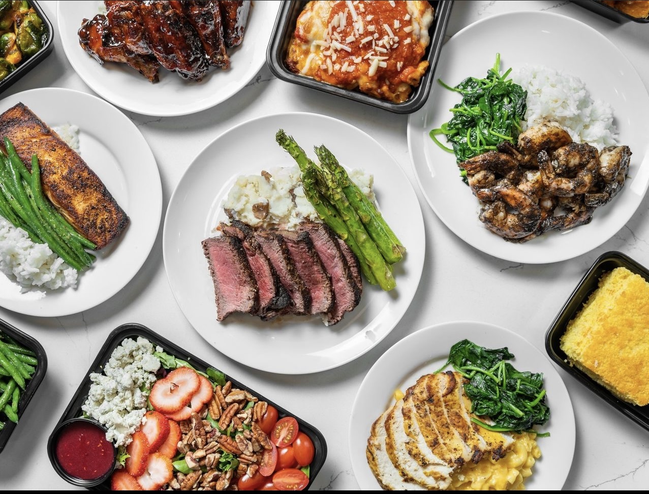 a bunch of different types of food on a plate