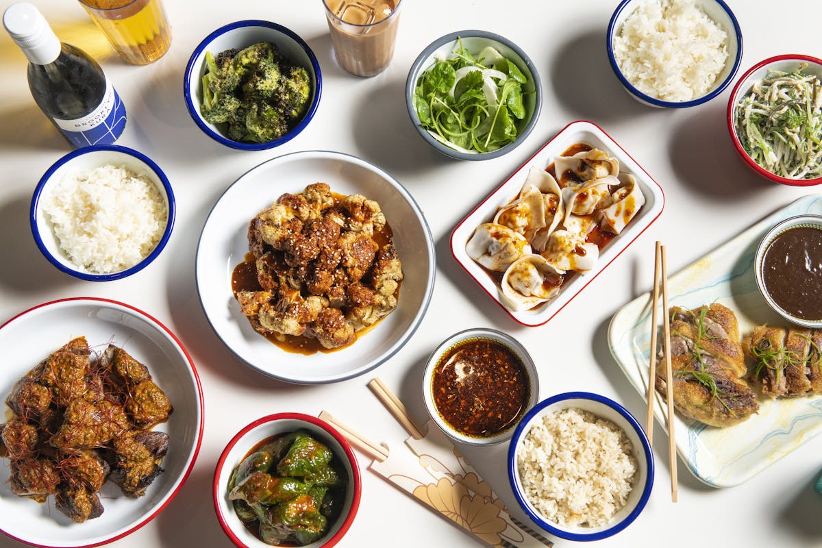 a bowl filled with different types of food on a plate