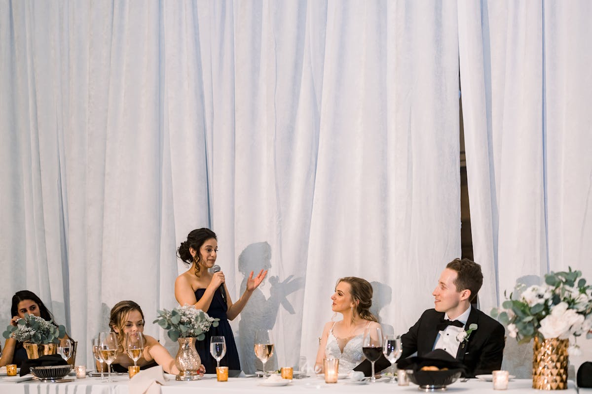 maid of honor giving a speech at A Timeless Classic Historical Chicago Wedding Venue