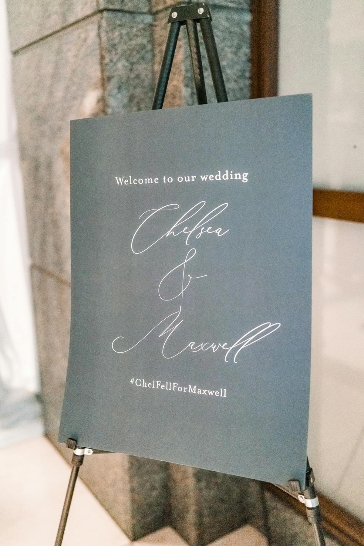 Welcome sign at A Timeless Classic Historical Chicago Wedding Venue