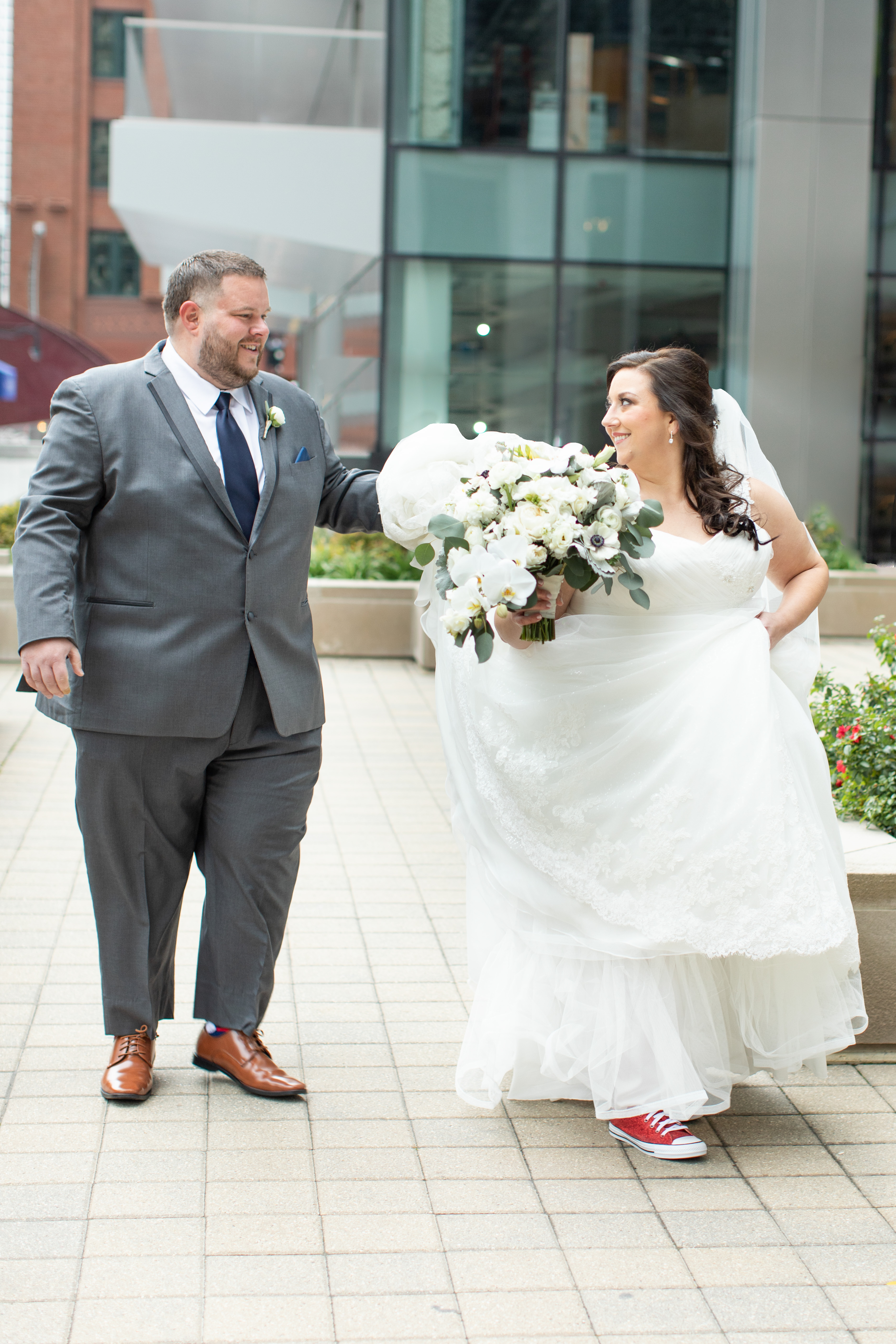 a man and a woman in a wedding dress