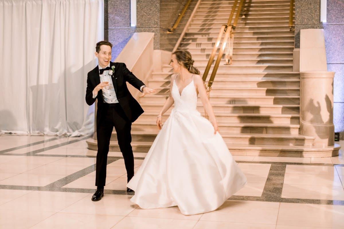 Bride & groom grand staircase entrance