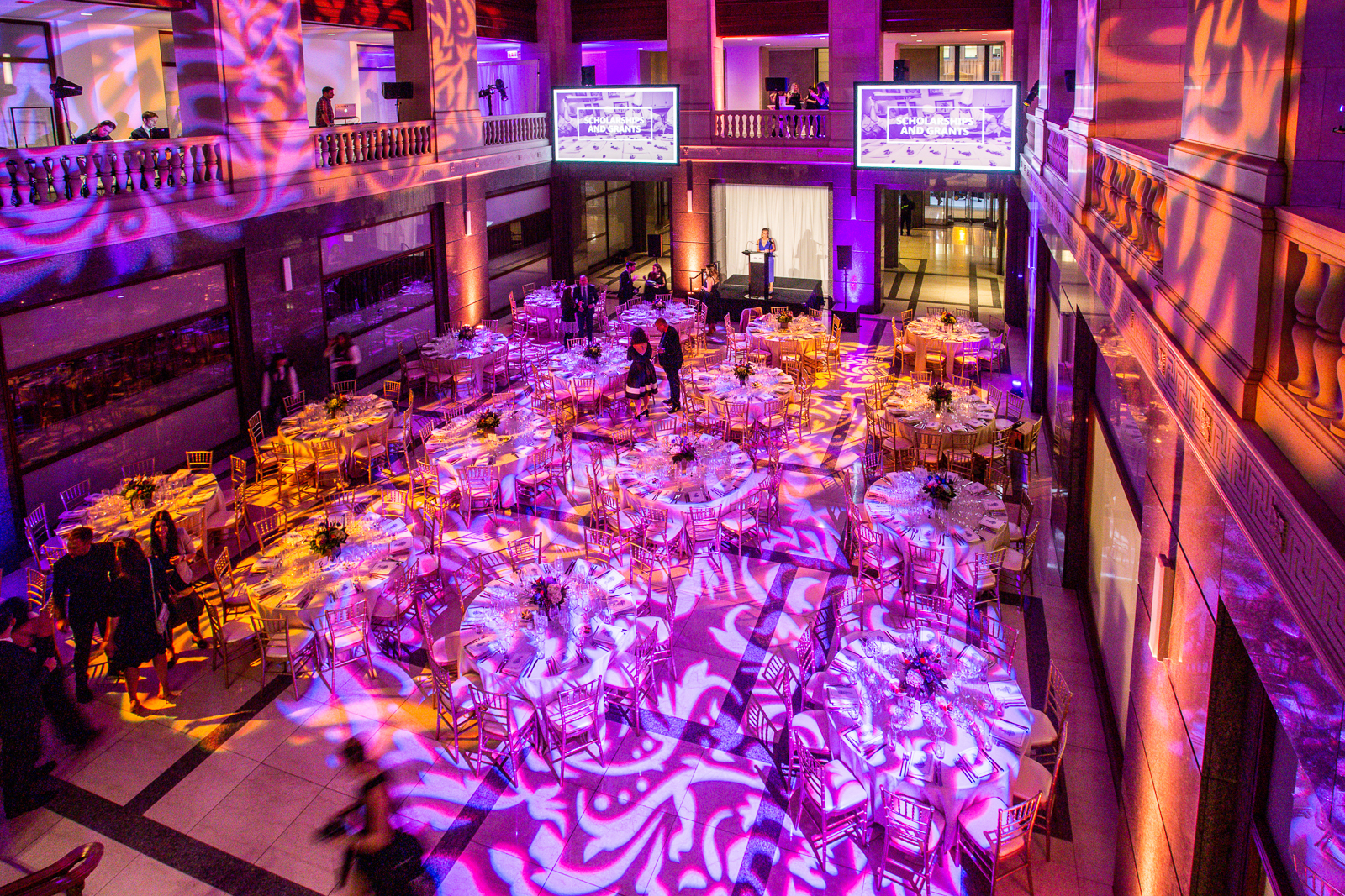 a store front at night