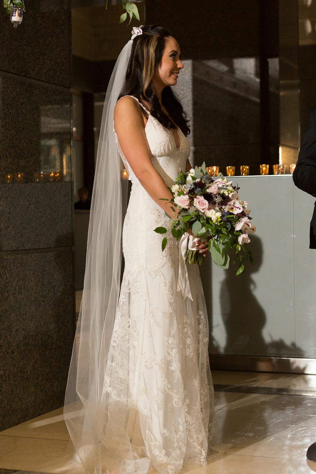 a woman in a wedding dress