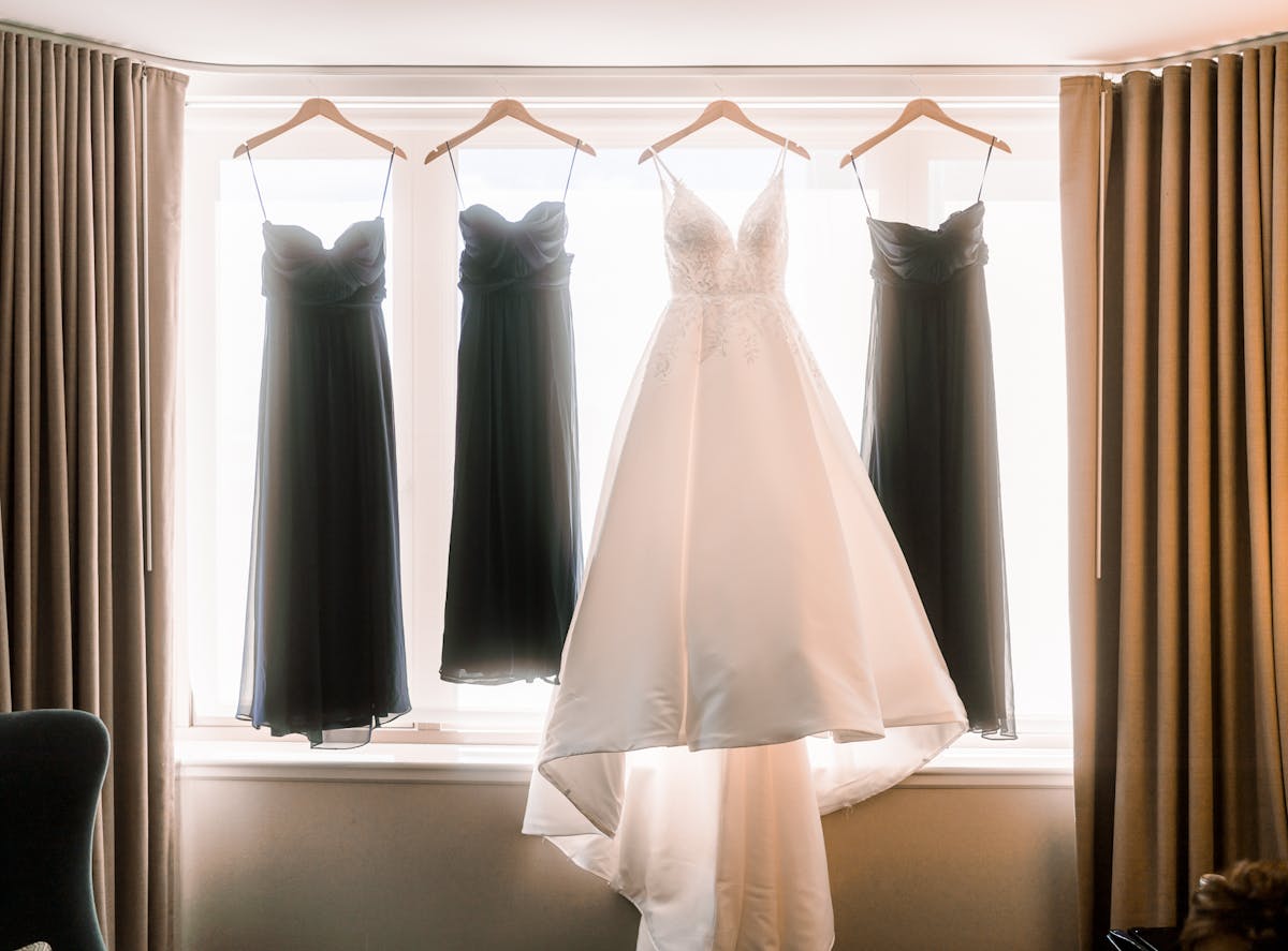 wedding dress on display