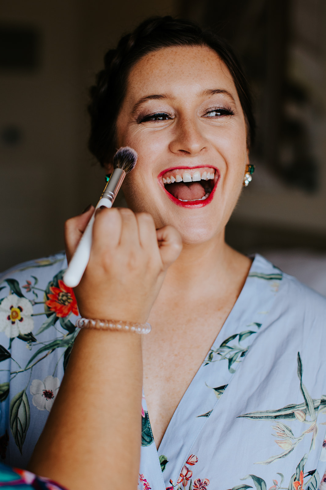 a woman brushing her teeth