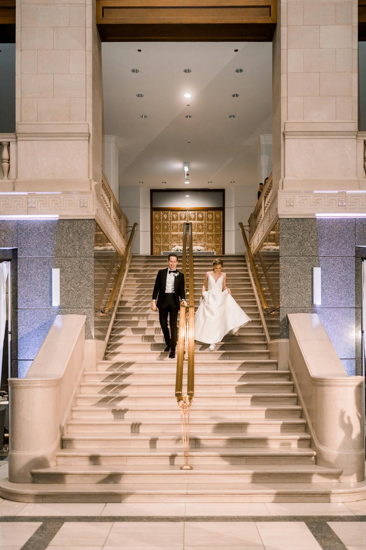 Bride & groom grand staircase entrance