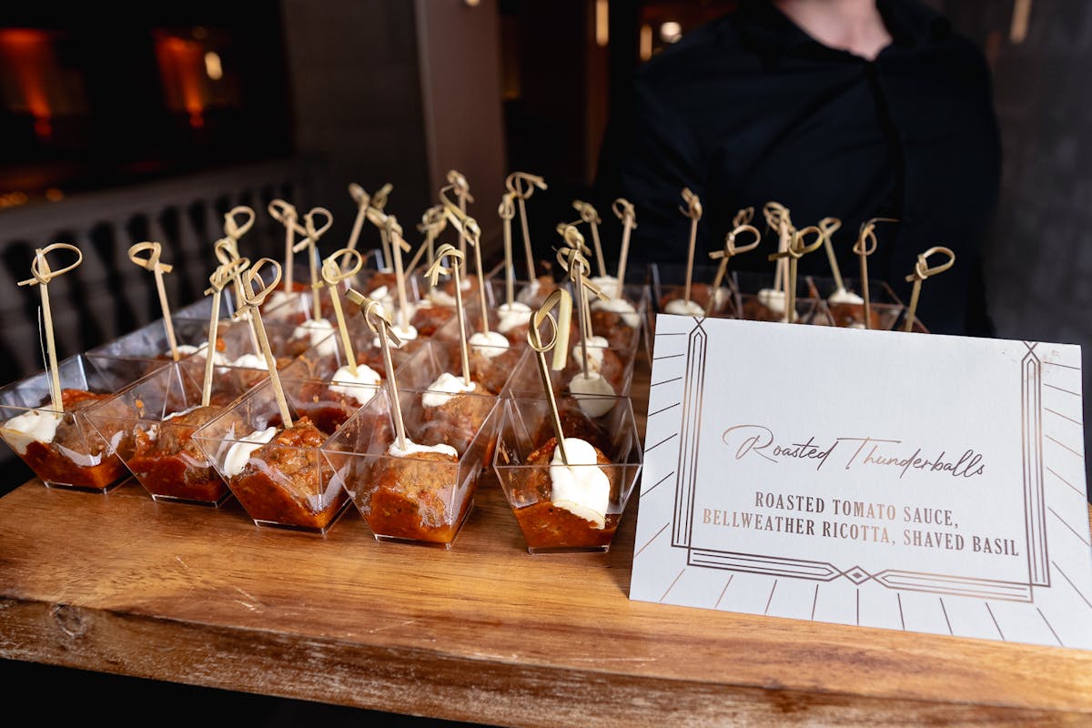 James Bond Casino Themed Holiday Party Passed Bites at a Large Historical Downtown Chicago Venue