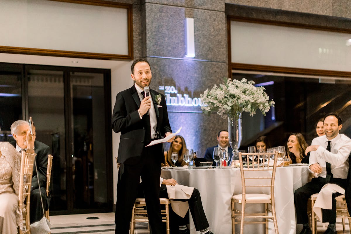 Best man giving a speech at A Timeless Classic Historical Chicago Wedding Venue