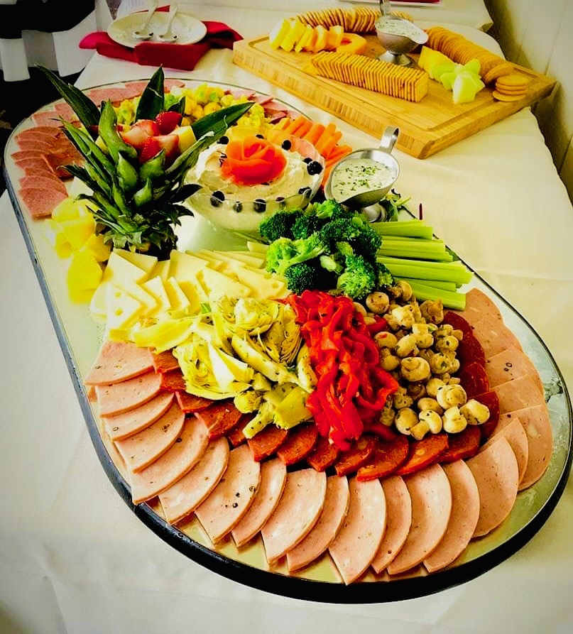 a platter of food on a table