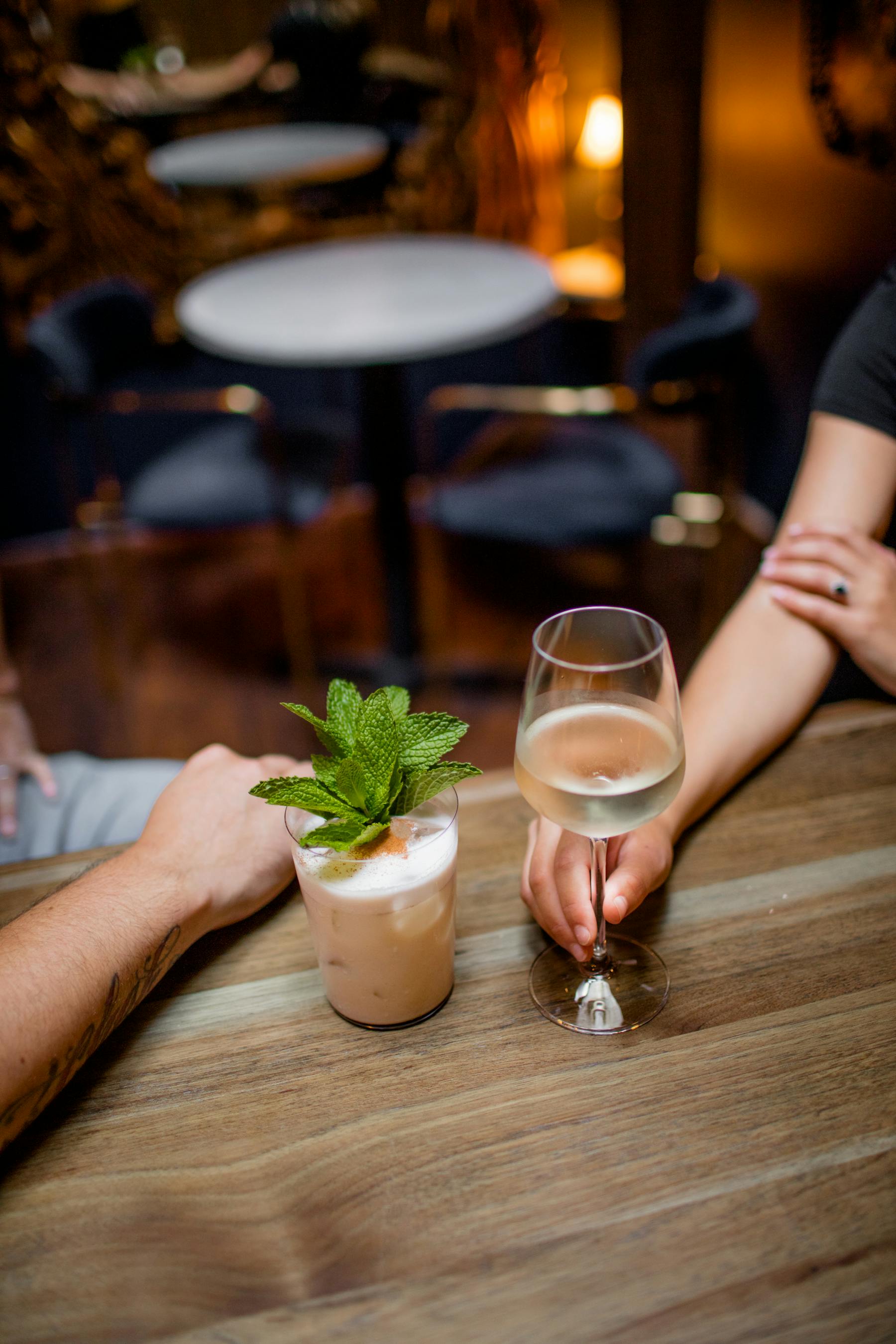 a person sitting on a wooden table