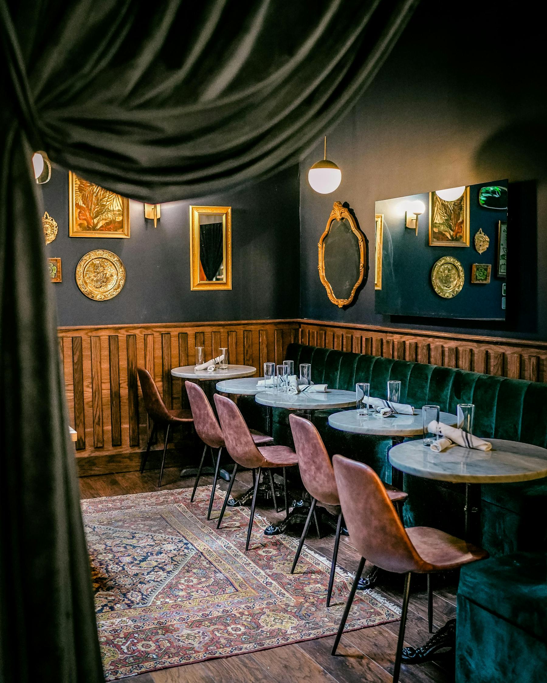 a chair sitting in front of a table