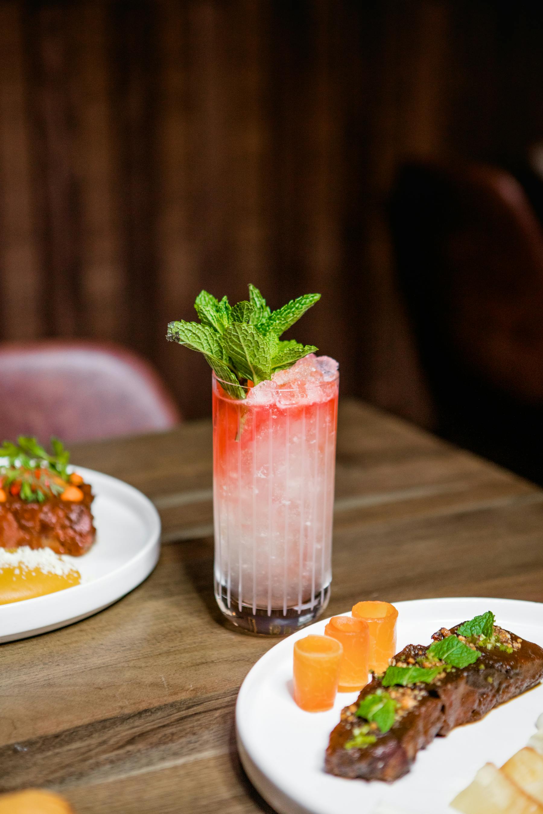 a close up of a plate of food on a table