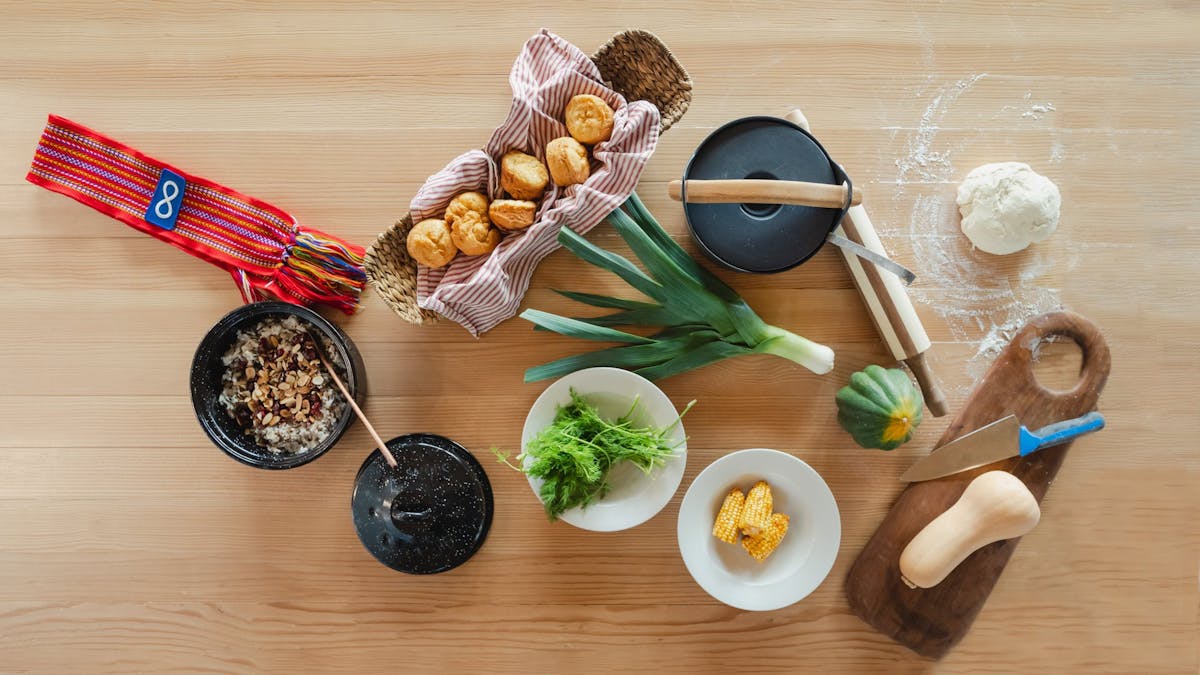 food on a wooden table