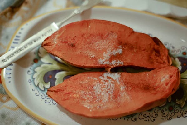 baked sweet potato with butter