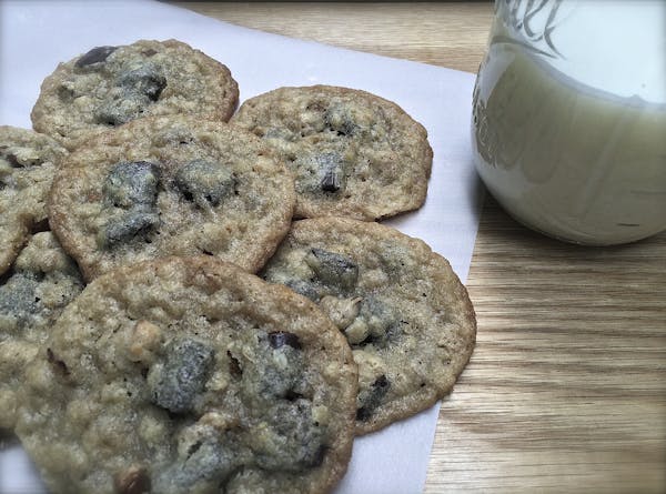 chocolate chip cookies and milk