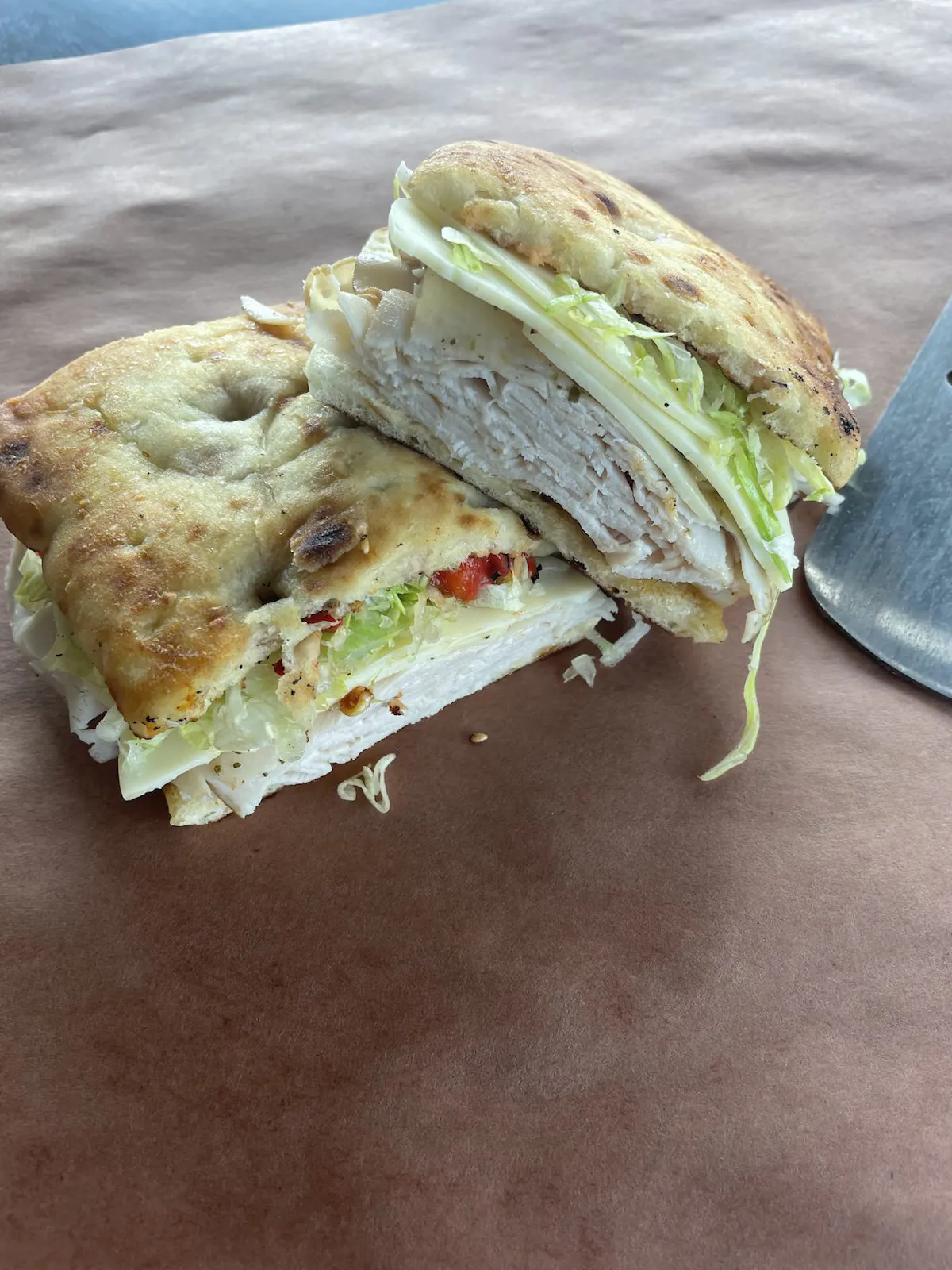 a sandwich cut in half