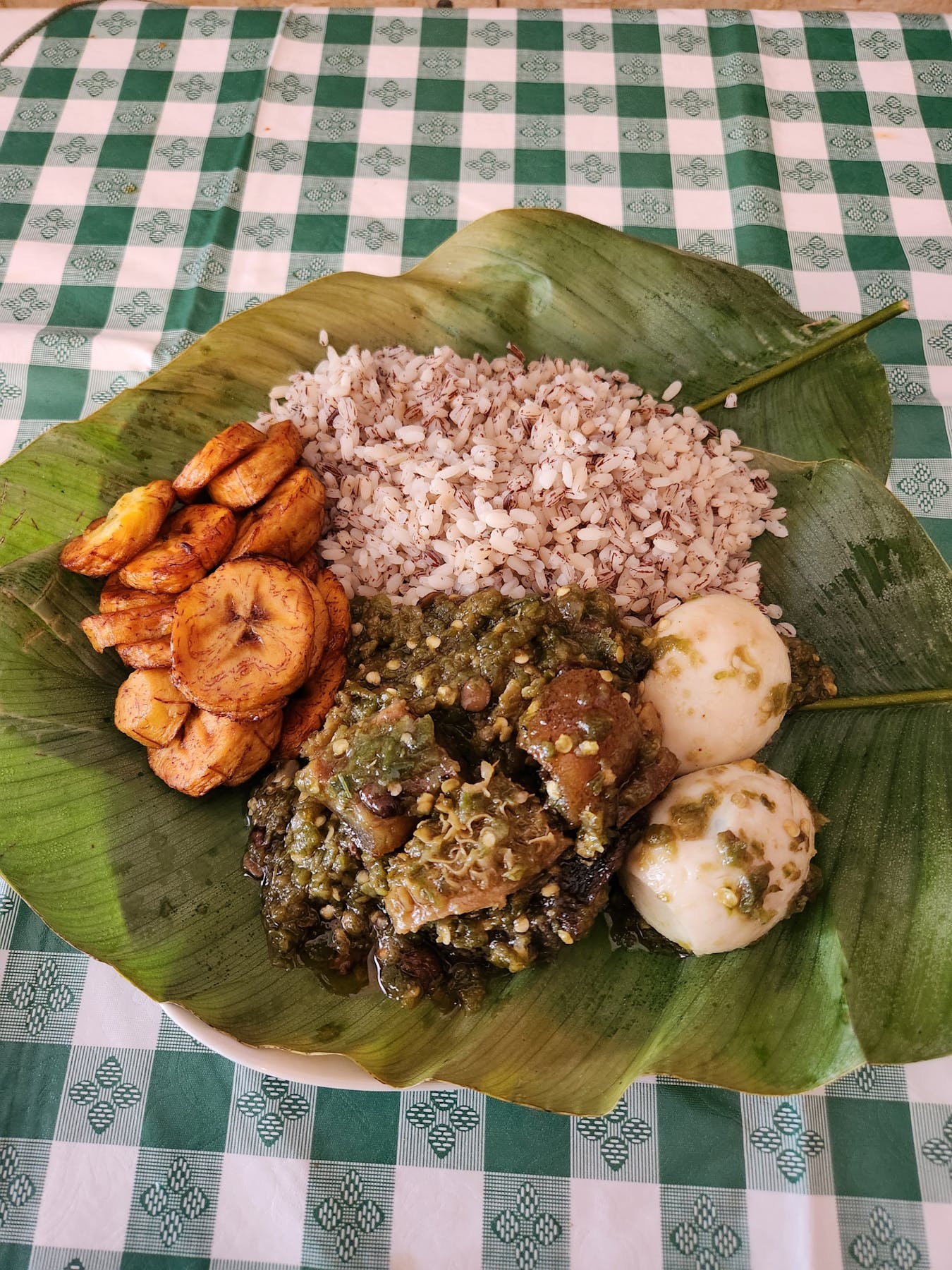 ayamase with ofada rice