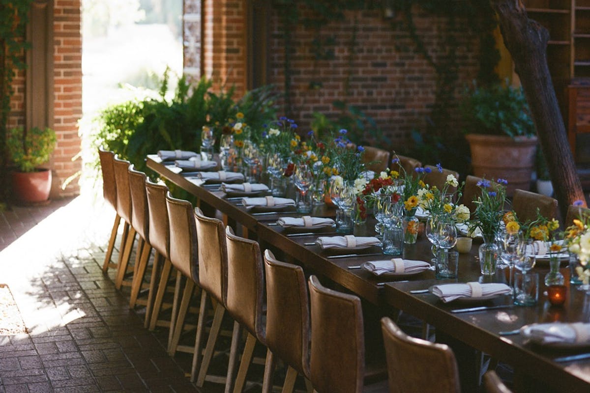 the charter oak rehearsal dinner in the courtyard