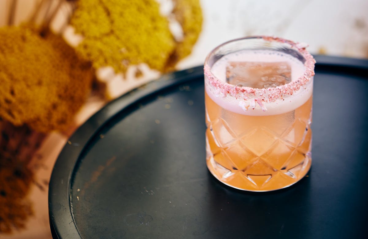 tequila strawberry cocktail on a table