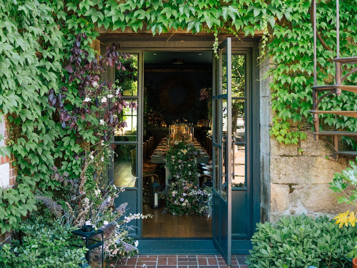 the charter oak sherry building set for a whimsical rehearsal dinner