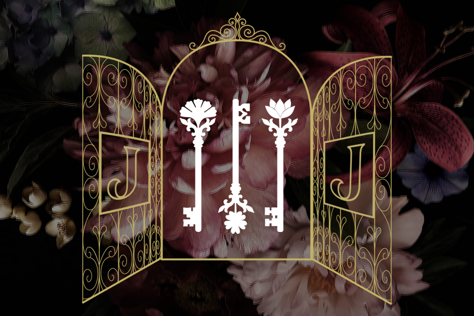 graphic for high tea secret garden that shows an open gate