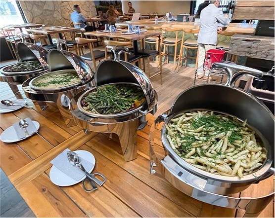 a table topped with plates of food on a plate