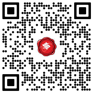 a qr code with a red seal