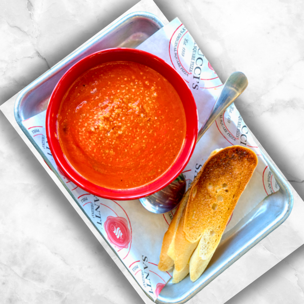 Tomato soup and mini grilled cheese