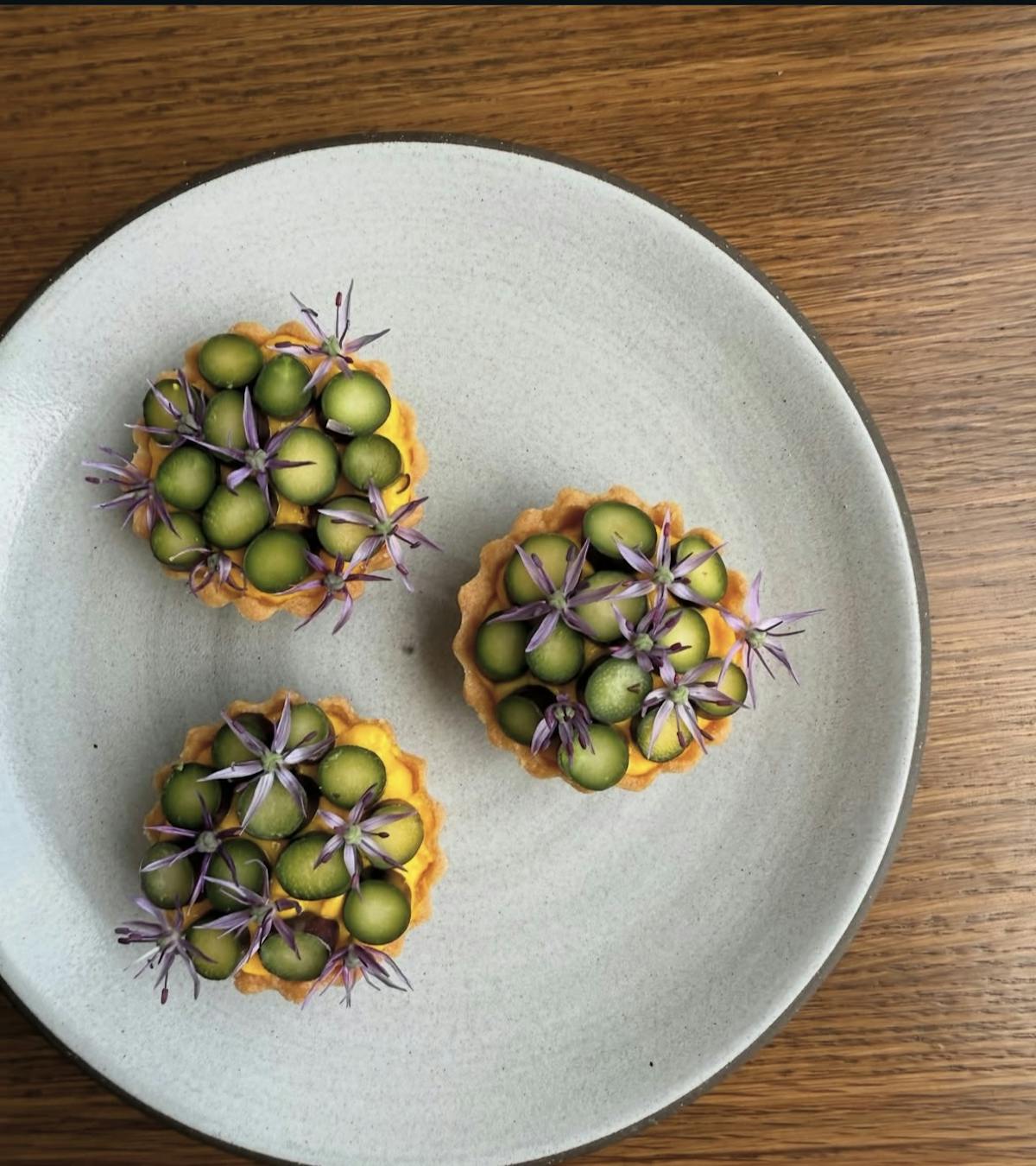 a bowl of fruit sitting on top of a wooden table