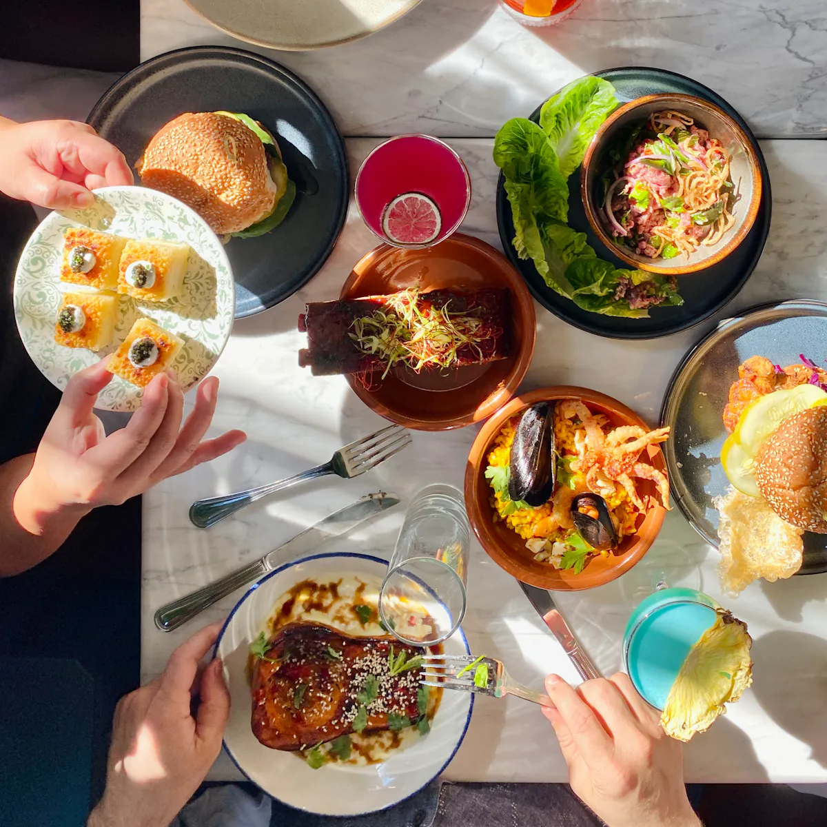 a bunch of food on a table