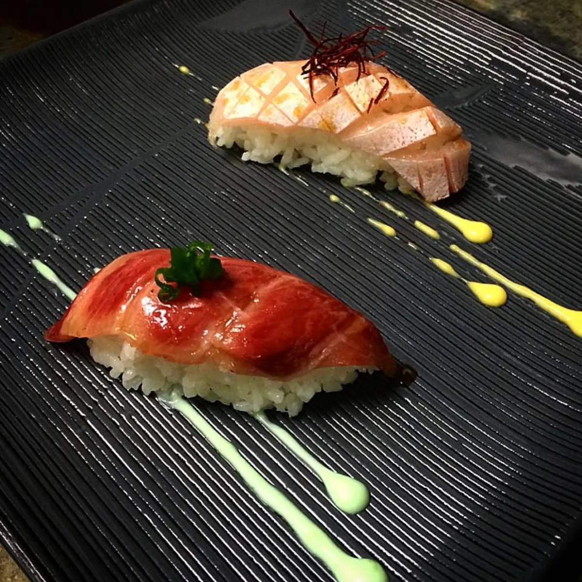 a close up of food on a grill