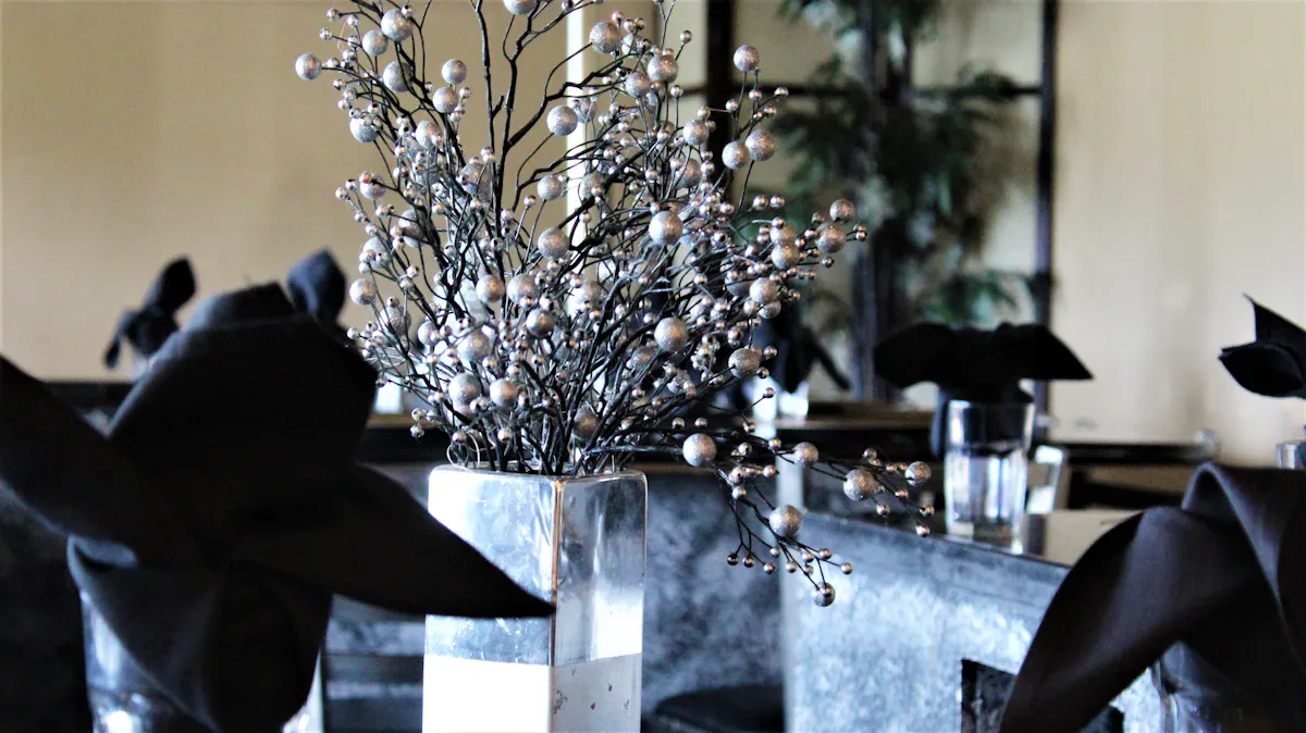 a vase of flowers on a table