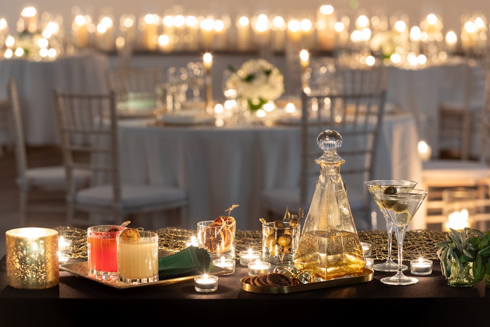 a table with wine glasses