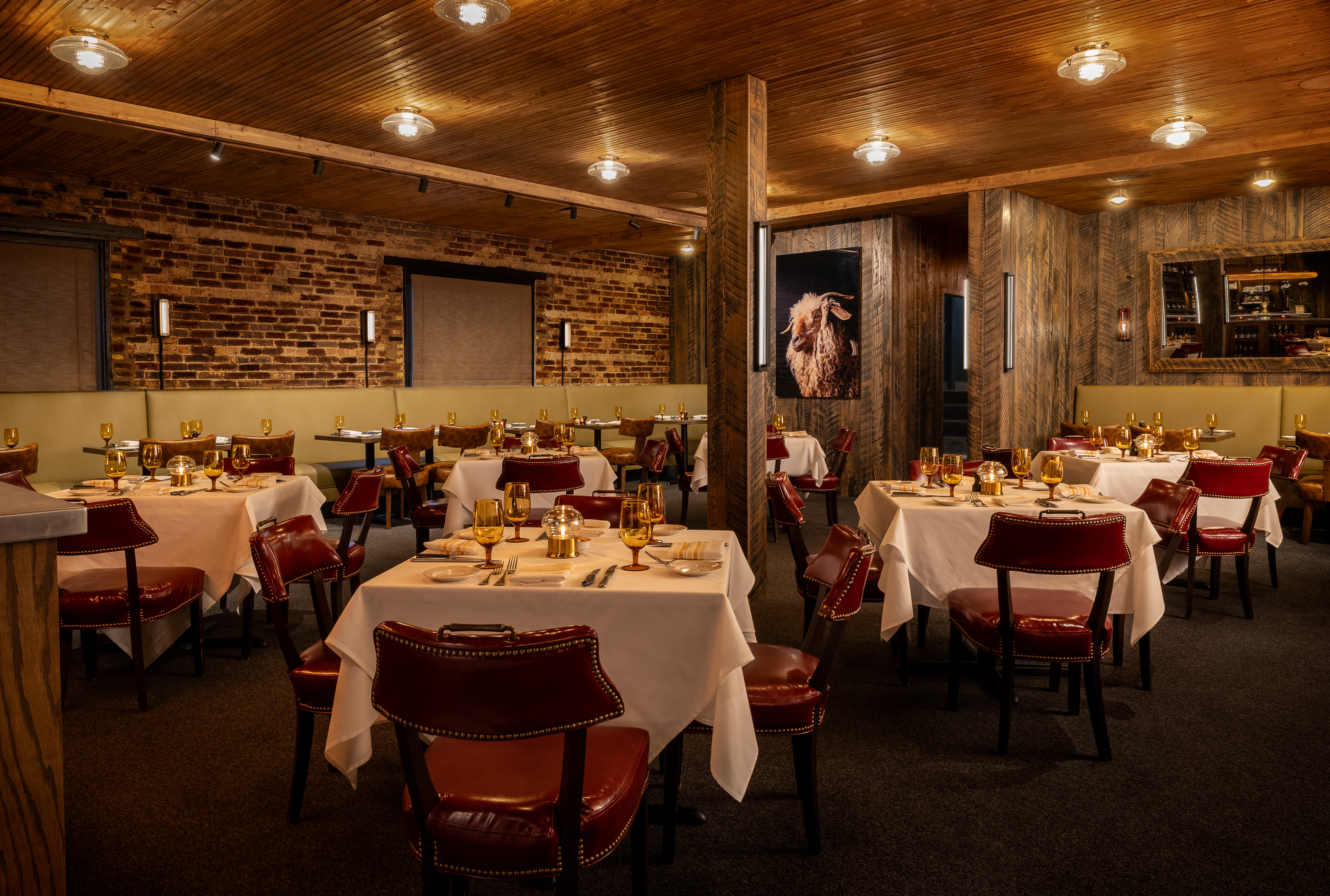 a room with tables and chairs