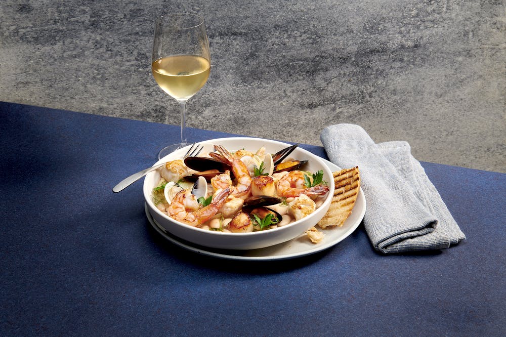 a plate of food sitting on a table