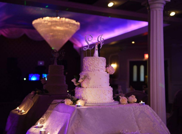 a cake with lit candles