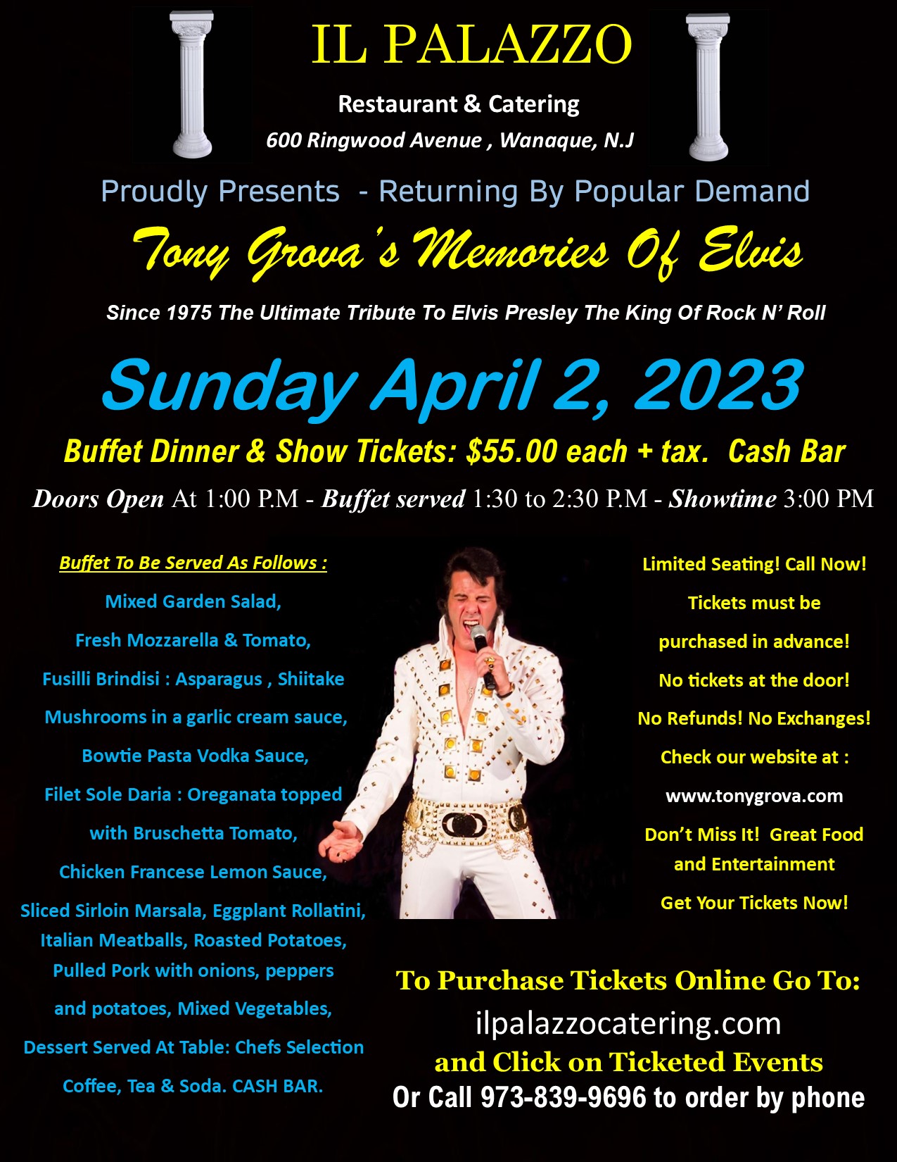 Tony Grova Elvis Show | Il Palazzo | Italian Restaurant & Catering in ...